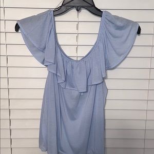 Baby Blue Off the Shoulder Shirt